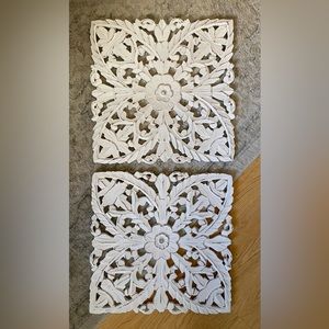 White wooden wall accents